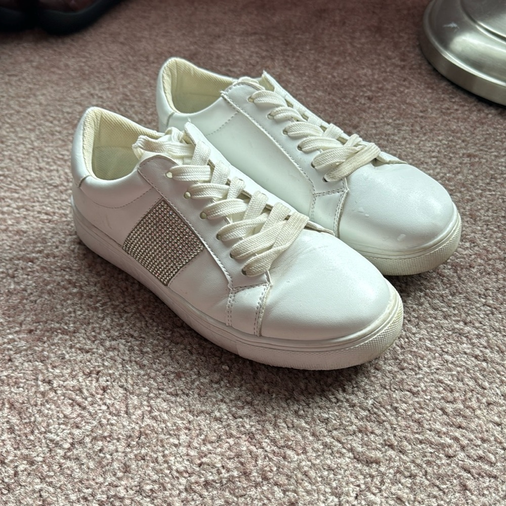White rhinestone sneakers
